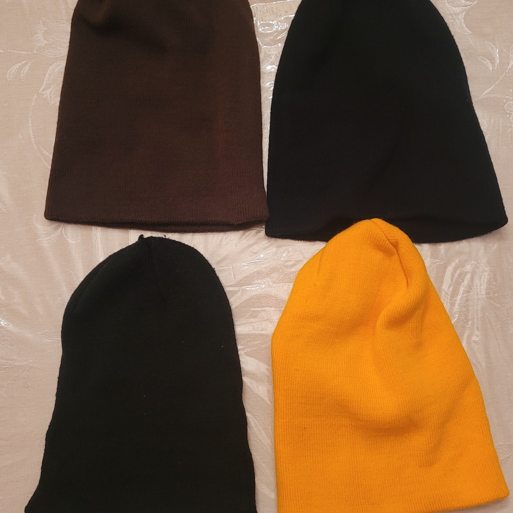 Beanies Collection (1-Brown, 2- Black, 1-Yellow) Knit Adult One Size